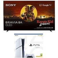 77 Sony BRAVIA 8A OLED 4K HDR AI Smart TV (K77XR8AB) & PlayStation 5 Bundle, Silver/Grey