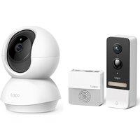 Tp-Link Tapo D230S1 2K 5 MP WiFi Video Doorbell with Chime & C200 Full HD 1080p WiFi Security Camera Bundle, White