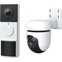 Tp-Link Tapo D210 2K 3 MP WiFi Video Doorbell with Chime & C510W 2K WiFi Security Camera Bundle, White