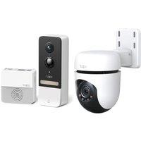 Tp-Link Tapo D230S1 2K 5 MP WiFi Video Doorbell with Chime & C510W 2K WiFi Security Camera Bundle, White