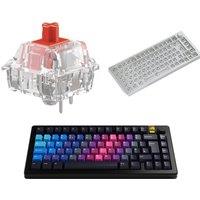 Glorious Fox Linear Mechanical Switches, GMMK PRO Barebones 75% Gaming Keyboard & GPBT Keycaps Bundle, Red