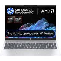 HP OmniBook 5 NGAI 16 Refurbished Laptop, Copilot PC - AMD Ryzen AI 7, 512 GB SSD, Glacier Silver (Excellent Condition), Silver/Grey