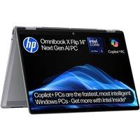 HP OmniBook X Flip 14 Refurbished 2 in 1 Laptop, Copilot+ PC - Intel Core Ultra 5, 512 GB SSD, Silver (Very Good Condition), Silver/Grey
