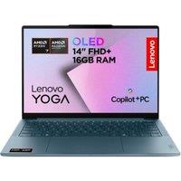 LENOVO Yoga Slim 7 14" Refurbished Laptop, Copilot PC - AMD Ryzen AI 7, 1 TB SSD, Teal (Very Good Condition), Green,Blue