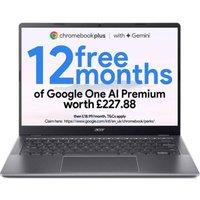 ACER 514 14" Refurbished Chromebook Plus - IntelCore 3, 128 GB eMMC, Grey (Very Good Condition), Silver/Grey