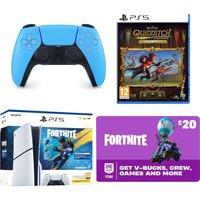 Sony PlayStation 5 Console, Fortnite Flowering Chaos, Fortnite Gift Card (£20), PS5 DualSense Wireless Controller & Harry Potter (Quidditch Champions Deluxe Edition) Bundle