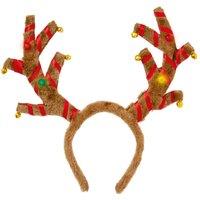 PREMIER Flashing Antlers Headband with Jingle Bells - 30 cm, Brown