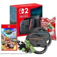NINTENDO Switch 2, Mario Kart Backpack Buddies, Joy-Con Racing Wheels and Mario Kart World Bundle, Black