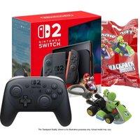 NINTENDO Switch 2 & Mario Kart World, Backpack Buddies and Switch 2 Pro Controller Bundle, Black