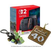 Nintendo Switch 2 & Mario Kart + World Super Mario Bros Keychain + Mario Kart Backpack Buddies Bundle, Black