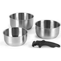RUSSELL HOBBS RH04034 3-piece Stainless Steel Saucepan Set - Silver, Stainless Steel