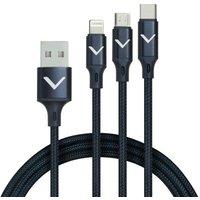 Veld 3-in-1 Braided USB & Lightning Cable - 1.2 m, Black