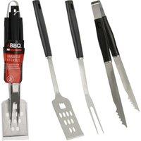 Bbq Equipment 3-Piece BBQ Tool Set - Black & Silver