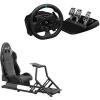 Adx Firebase RS03 Racing Simulation Seat & Logitech G923 PS5 & PS4 Racing Wheel & Pedals Bundle, Black