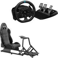 Adx Firebase RS03 Racing Simulation Seat & Logitech G923 Racing Wheel & Pedals for Xbox and PC Bundle, Black