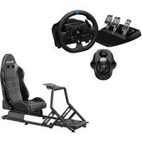 Adx Firebase RS03 Racing Simulation Seat and Logitech G923 Racing Wheel, Pedals & Driving Force Shifter Bundle, Black