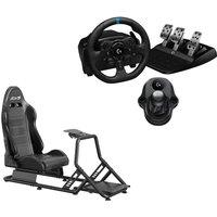 Adx Firebase RS03 Racing Simulation Seat & G923 Racing Wheel, Pedals & Driving Force Shifter Set Bundle, Black