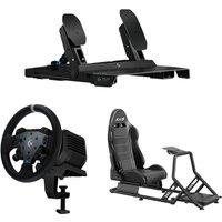 Adx Firebase RS03 Racing Simulation Seat, G RS Pedal Set & G RS50 Racing Wheel Bundle, Black