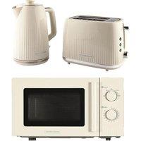 HAMILTON BEACH Miami HBMIAKSCH Solo Microwave, Electric Kettle & 2-Slice Toaster Bundle - Sand, Cream