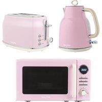 SALTER Retro COMBO-9610 Electric Kettle, 2-Slice Toaster & Microwave Bundle - Pink, Pink