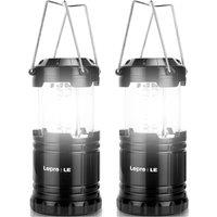 LEPRO 3300007-2 LED Camping Lantern - Black, Pack of 2