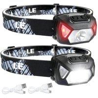 LEPRO LED Head Torch - Black, Pack of 2