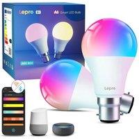 LEPRO B1-UK-2 Smart AI LED Bulb - B22, White, Pack of 2