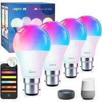 LEPRO B1-UK-4 Smart AI LED Bulb - B22, White, Pack of 4