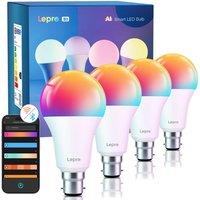 LEPRO AI Smart B3 LED Light Bulb - B22, Pack of 4
