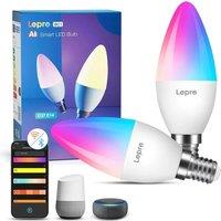 LEPRO BC1-EU-2 Smart AI LED Bulb - C37, White, Pack of 2