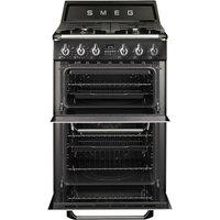 SMEG Victoria TR62BL 60 cm Wide Double Oven Dual Fuel Cooker - Black, Black