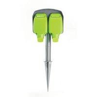 STATUS 2 Socket Outdoor Garden Spike Extension Lead - Green, Green