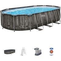 BESTWAY 20ft x 48" Steel Pro Max Steel Oval Swimming Pool Grey