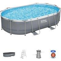 BESTWAY 16ft x 42" Power Steel Oval Swimming Pool Grey