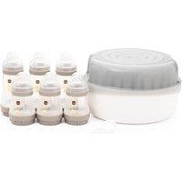 MAM Easy Start Bottle & Microwave Steriliser Set - Linen & Grey