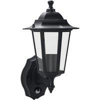 LUCECO LEXDCL6PB-02 Outdoor LED Wall Lantern with PIR Motion Sensor - Black