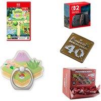 Nintendo Switch 2, Pokmon Pokopia and Phone Ring, Super Mario Bros 40th Anniversary Keychain & Mario Kart Backpack Buddies Bundle, Black