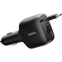 Belkin BoostCharge 75 W USB Type-C Retractable Car Charger, Black