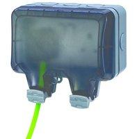 STATUS 2 Gang Switched Garden Outdoor Socket - Grey, Green