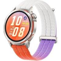 HUAWEI Watch GT Runner 2 - Titanium with Dawn Orange Woven Strap, 43.5 mm, White,Silver/Grey,Orange