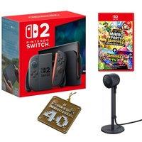 Nintendo Switch 2, Super Mario Party Jamboree Jamboree TV, Super Mario Bros Keychain & Switch 2 Camera Bundle, Black