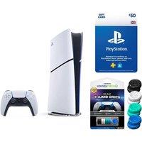 Sony PlayStation 5, Gift Card & No-Slip Thumb Grips Bundle, White