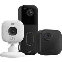 BLINK Video Doorbell & Mini 2K Camera with Power Adaptor - 2 Camera, White & Black, White,Black