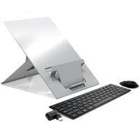 STANDIVARIUS Ergo Kit Wireless Keyboard, Mouse & Laptop Stand Set - Black & Silver