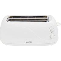 IGENIX IGT0420W Long-Slot 4-Slice Toaster - White, White
