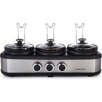 MORPHY RICHARDS TrioServe Slow Cooker - Silver & Black, Black,Silver/Grey