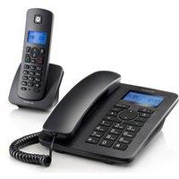 Motorola C4201 Corded & Cordless Phone Combo - Twin Handsets, Black, Black
