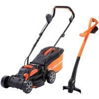 Yard Force LM C33B + LT25B 20V Cordless Lawnmower & Grass Trimmer Kit - Orange & Black, Black,Orange