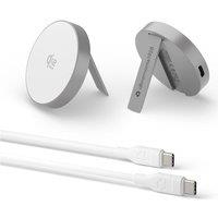 DBRAMANTE1928 Wireless Magnetic Qi2 Charger with Stand - Aluminium, Silver/Grey,White