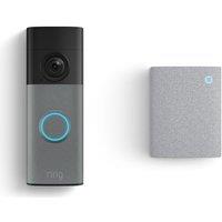 RING Battery Retinal 2K Video Doorbell (Newest Gen) & Chime - Speckled Grey, Silver/Grey